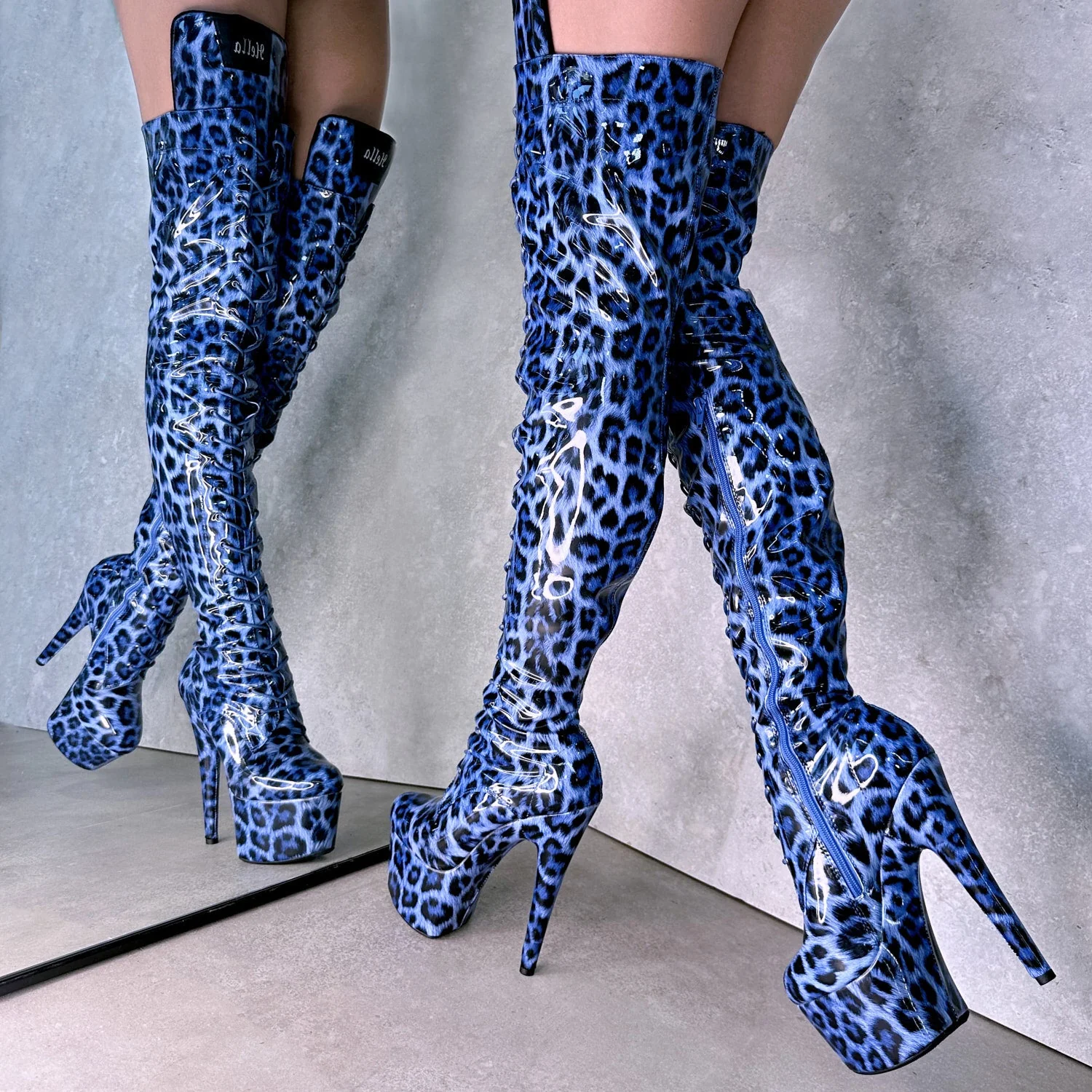Blue Leopard Thigh High - 8 INCH - Image 3